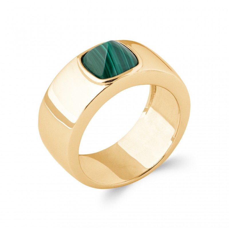 Bague Coque de Nacre Plaqué Or et Malachite 2283050