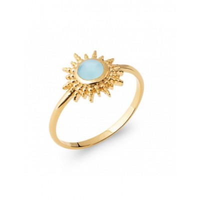 Bague Coque de Nacre Plaqué Or 750 et Agate bleue 2281160