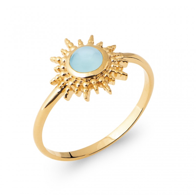 Bague Coque de Nacre Plaqué Or 750 et Agate bleue 2281160