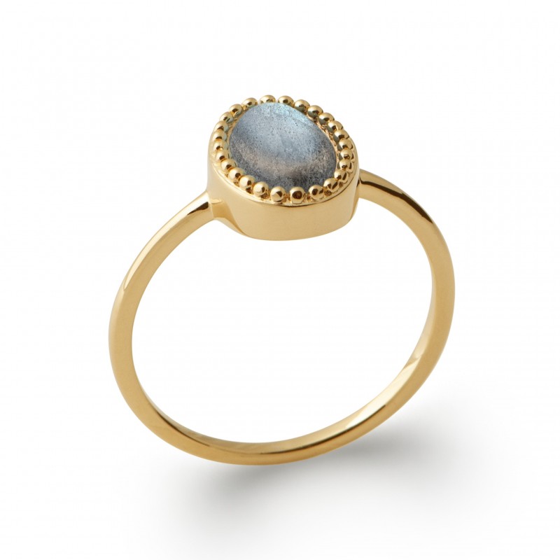 Bague Coque de Nacre Plaqué Or 750  et Labradorite 2276915