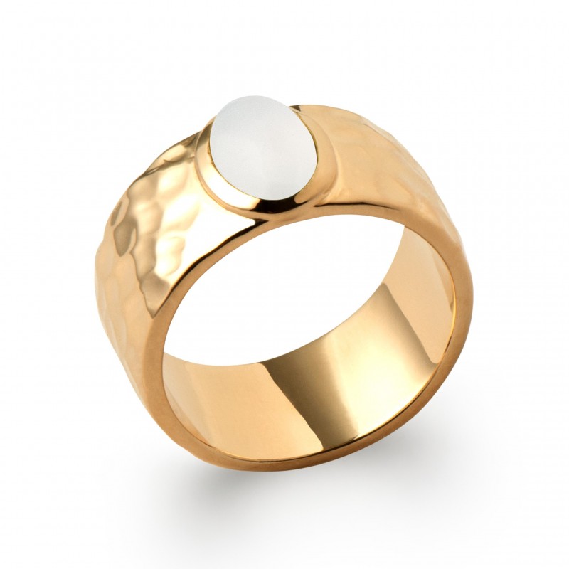 Bague Coque de Nacre Plaqué Or et pierre de lune 2274110