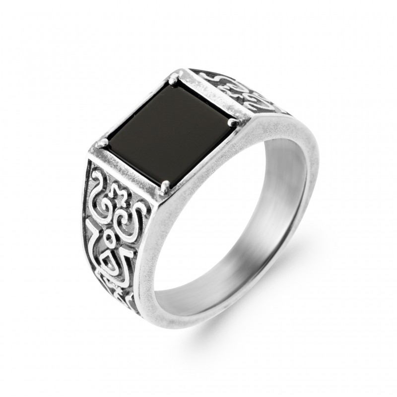 Bague Coque de Nacre Argent 925 et Agate noire 1978207
