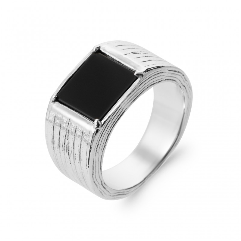 Bague Coque de Nacre Argent 925 et Agate noire 1977607