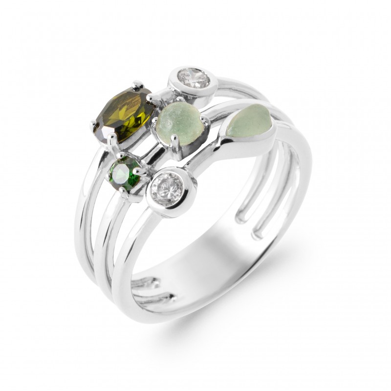 Bague Coque de Nacre Argent 925 et pierres 1956650
