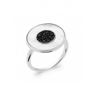 Bague Coque de Nacre Argent 925 et pierre noire1908804