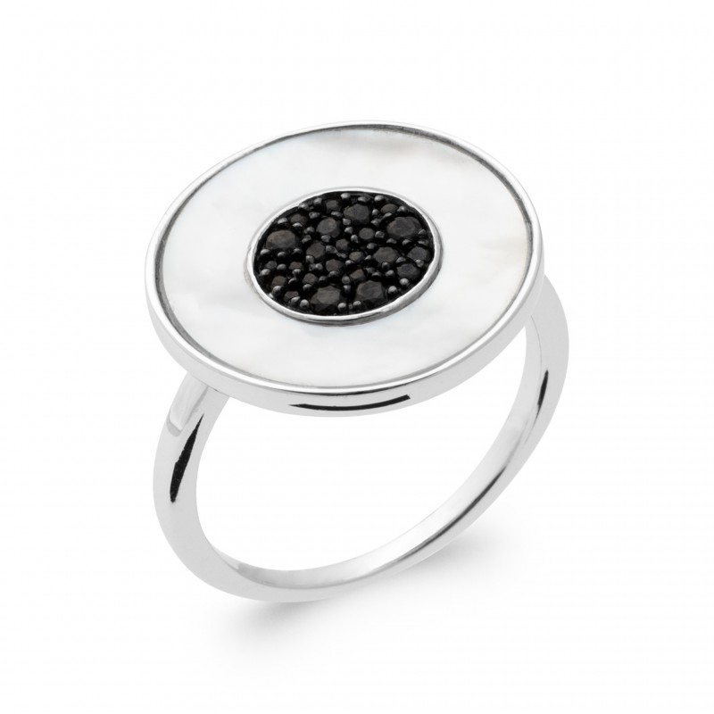 Bague Coque de Nacre Argent 925 et pierre noire1908804
