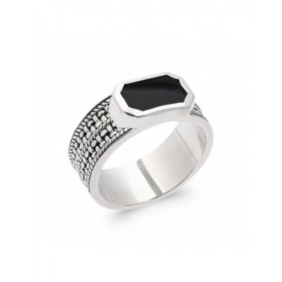 Bague Coque de Nacre Argent 925 et Agate noire 1908207