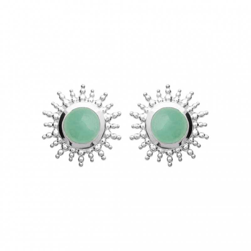 Boucles d'oreilles Coque de Nacre Argent et avanturine 1562150
