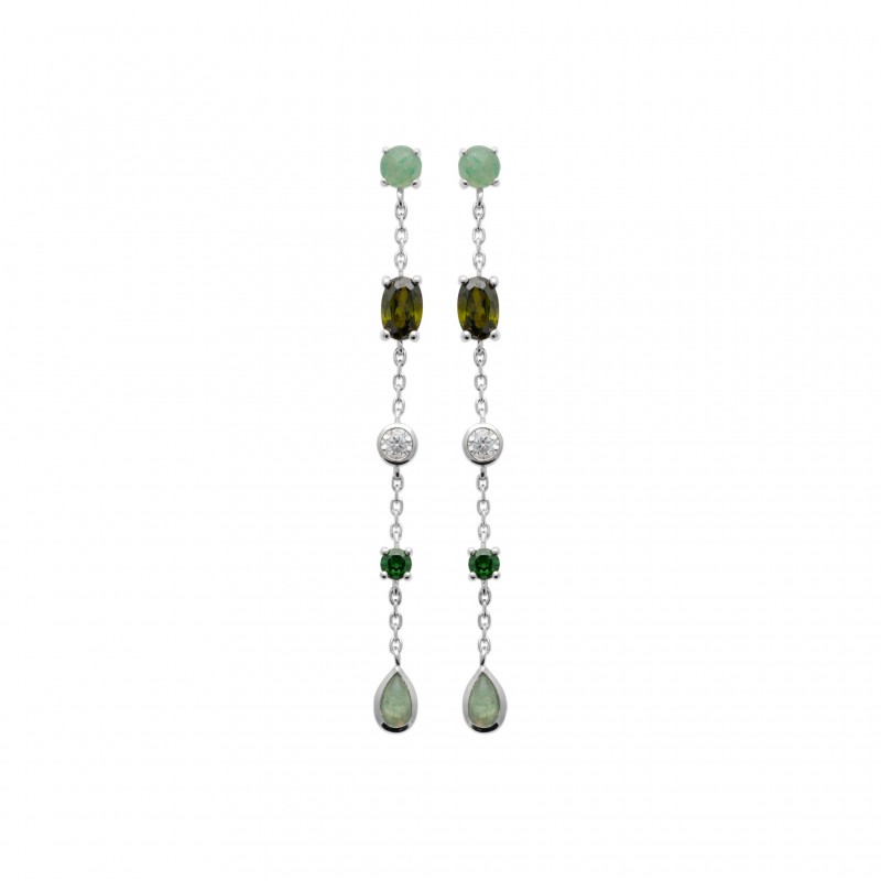 Boucles d'oreilles Coque de Nacre Argent 925 et pierre 13027450