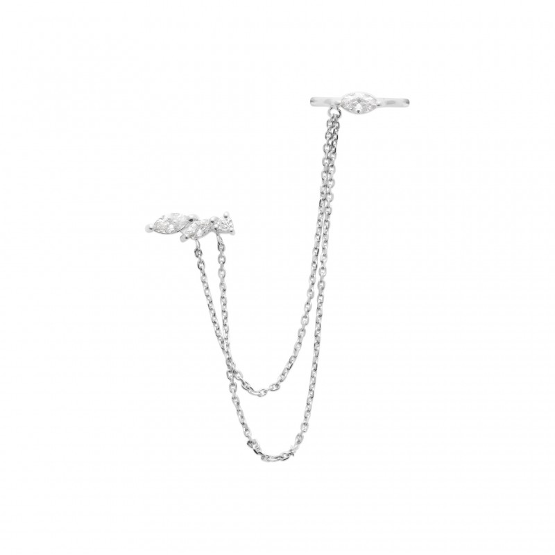 Boucle d'oreille Coque de Nacre Argent 925 et pierre 13024610