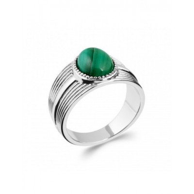 Bague Coque de Nacre Argent et Malachite 1286050