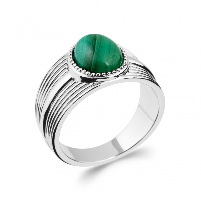Bague Coque de Nacre Argent et Malachite 1286050