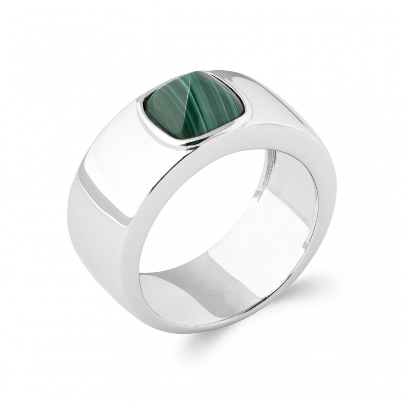 Bague Coque de Nacre Argent 925 et Malachite 1283050