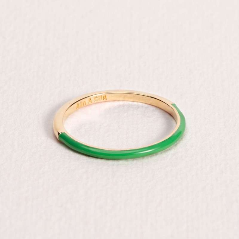 Bague Ana & Cha Plaqué Or 750 laqué vert 6210097