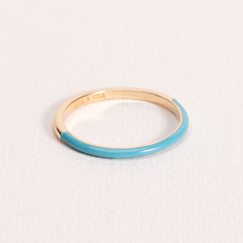 Bague Ana & Cha Plaqué Or 750 laqué bleu 6210094