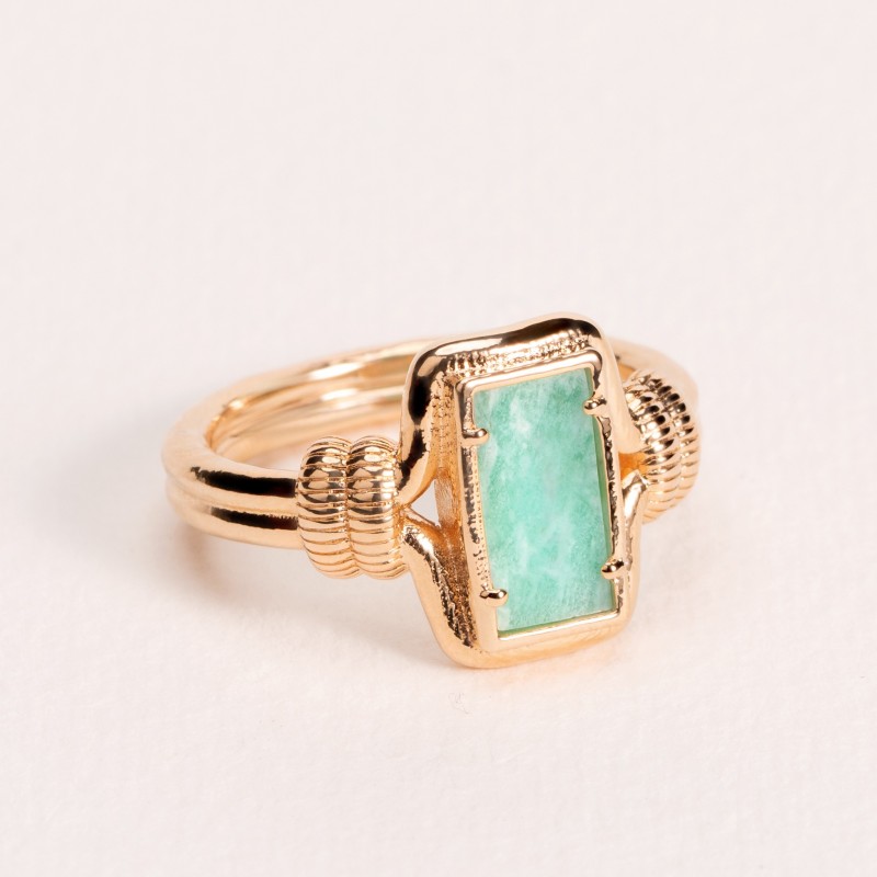 Bague Ana & Cha Plaqué Or 750 et Amazonite 6200543