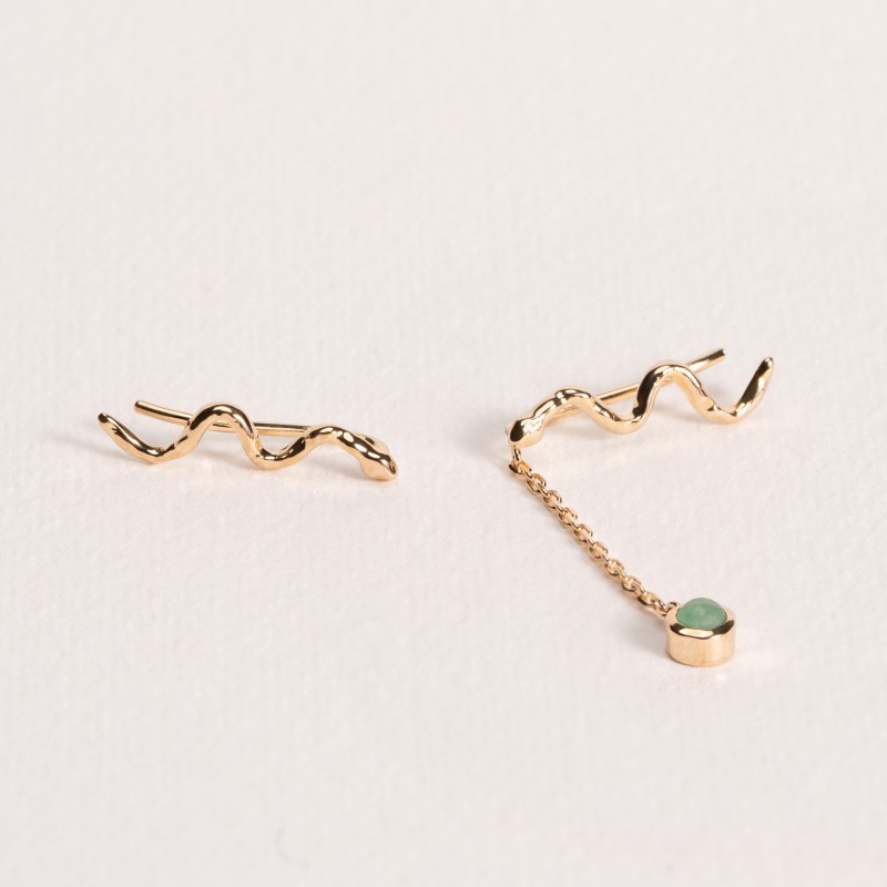Boucles d'oreilles Ana & Cha Plaqué Or 750 et Aventurine 6200532