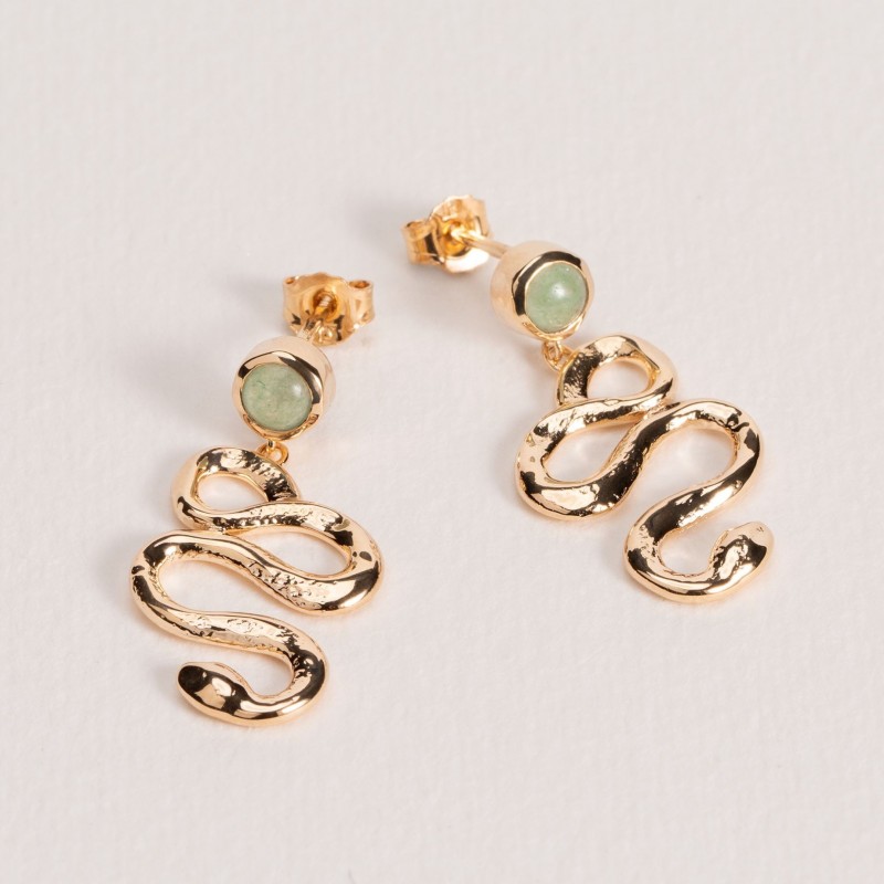 Boucles d'oreilles Ana & Cha Plaqué Or 750 et Aventurine 6200531