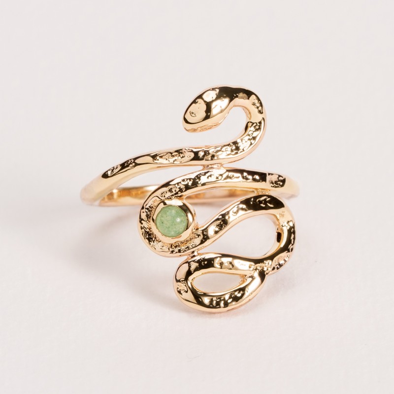 Bague Ana & Cha Plaqué Or 750 et Aventurine 6200530