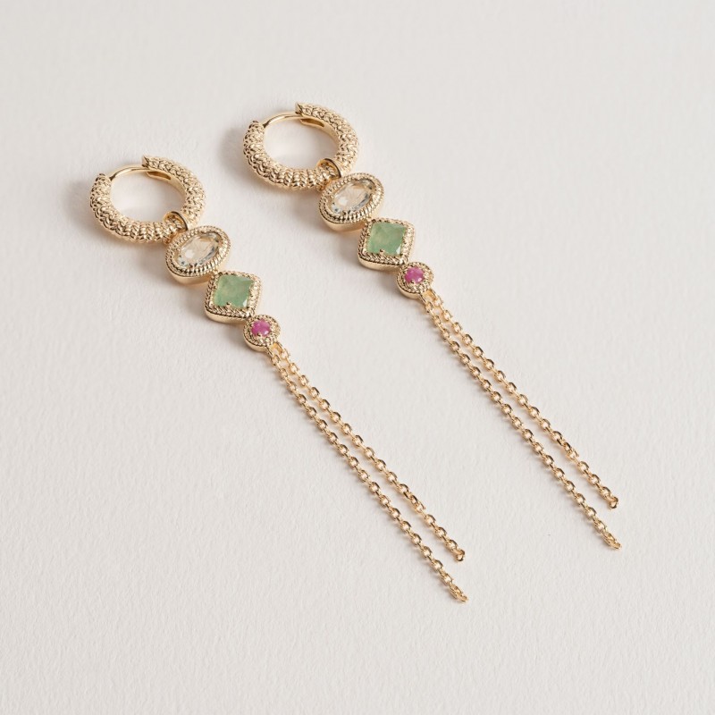 Boucles d'oreilles Ana & Cha Plaqué Or 750 et pierres véritables 6200528