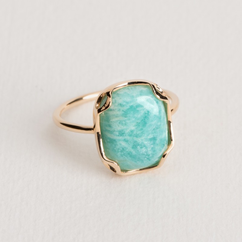 Bague Ana & Cha Plaqué Or 750 et Amazonite 6200409