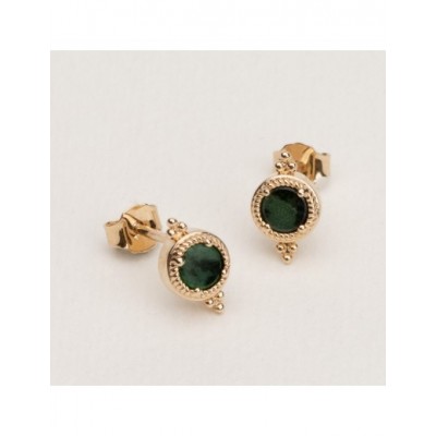 Boucles d'oreilles Ana & Cha Plaqué Or 750 et jaspe dalmatien 6200365