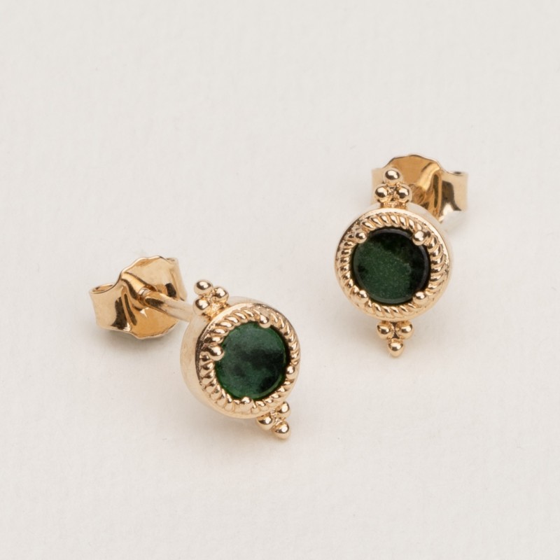 Boucles d'oreilles Ana & Cha Plaqué Or 750 et jaspe dalmatien 6200365