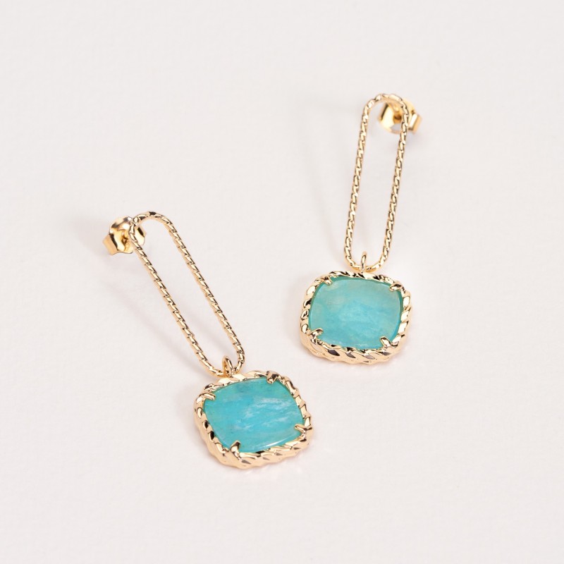 Boucles d'oreilles Ana & Cha Plaqué Or 750 et Amazonite 6200239