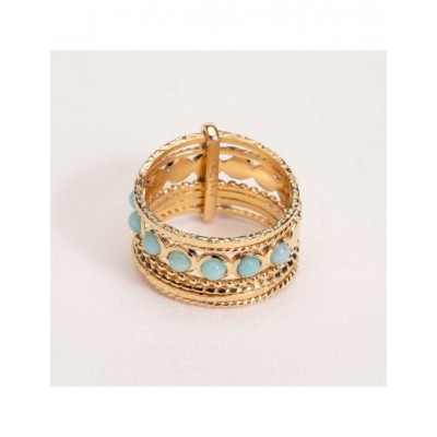 Bague Ana & Cha Plaqué Or 750 et Amazonite 6200232