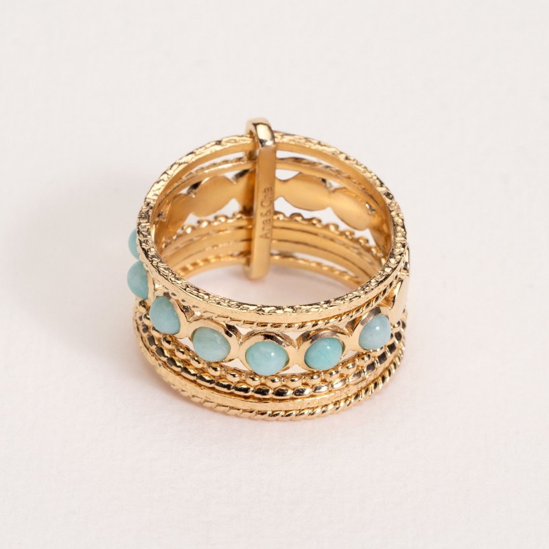Bague Ana & Cha Plaqué Or 750 et Amazonite 6200232