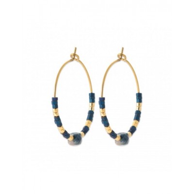 Boucles d'oreilles Coque de Nacre Acier doré et lolite 3605840