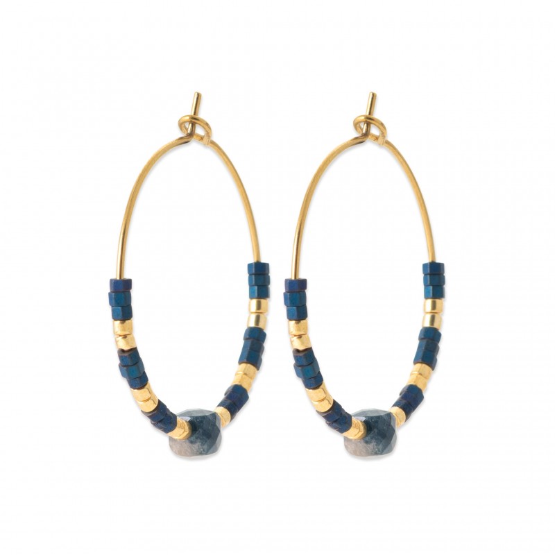 Boucles d'oreilles Coque de Nacre Acier doré et lolite 3605840