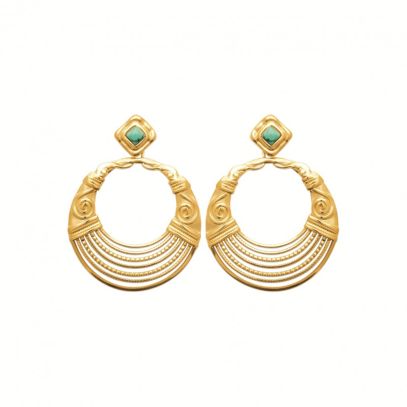 Boucles d'oreilles Coque de Nacre Acier doré 3121009