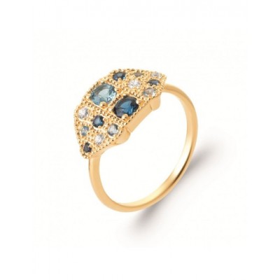 Bague Coque de Nacre Plaqué Or 750 et Oxydes de zirconium 2998260