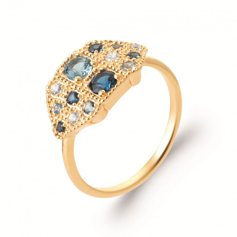 Bague Coque de Nacre Plaqué Or 750 et Oxydes de zirconium 2998260