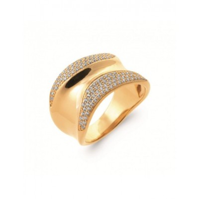 Bague Coque de Nacre Plaqué Or 750 et Oxydes de zirconium 2997510
