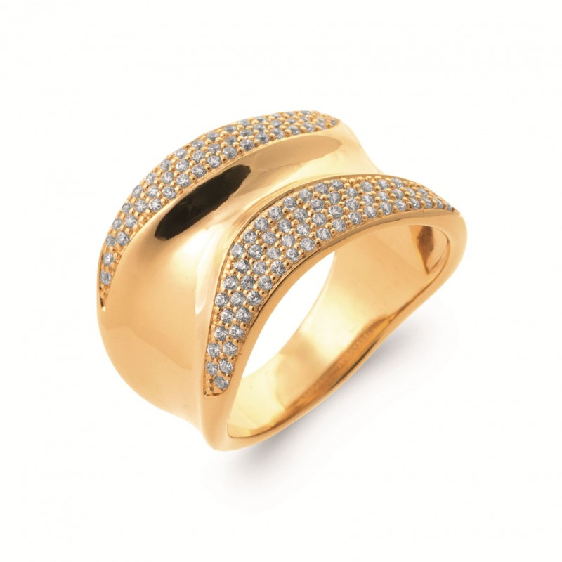 Bague Coque de Nacre Plaqué Or 750 et Oxydes de zirconium 2997510
