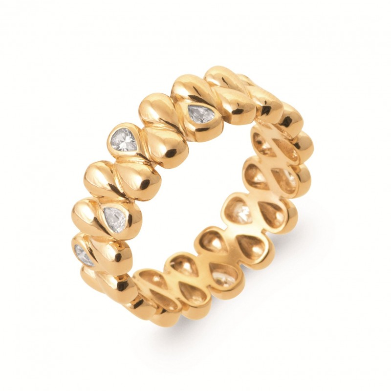 Bague Coque de Nacre Plaqué Or 750 et Oxydes de zirconium 2997010