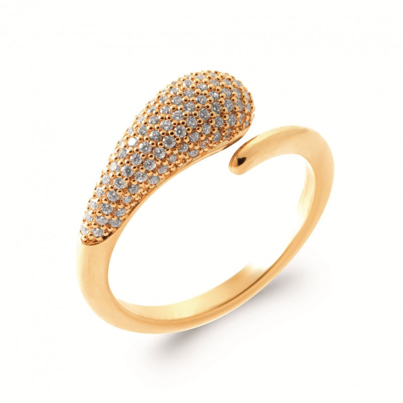 Bague Coque de Nacre Plaqué Or 750 et Oxydes de zirconium 2992410