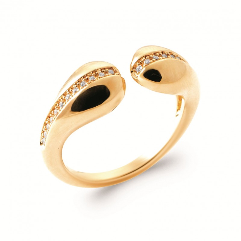 Bague Coque de Nacre Plaqué Or 750 et Oxydes de zirconium 2992110