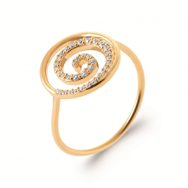 Bague Coque de Nacre Plaqué Or 750 et Oxydes de zirconium 2990610