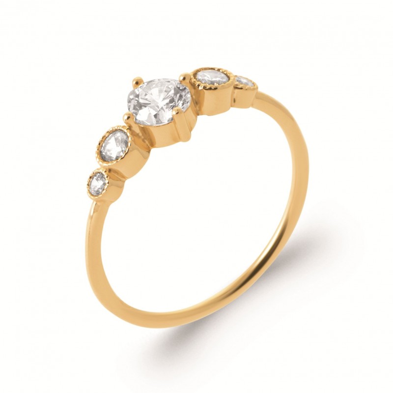 Bague Coque de Nacre Plaqué Or 750 et Oxydes de zirconium 2987210