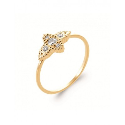 Bague Coque de Nacre Plaqué Or 750 et Oxydes de zirconium 2982910