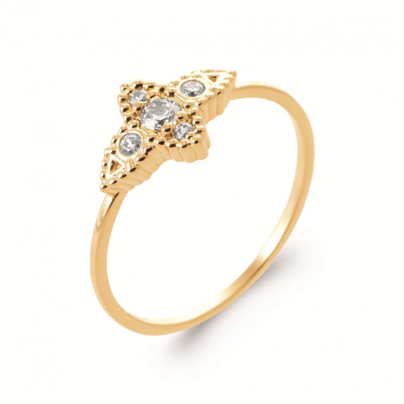 Bague Coque de Nacre Plaqué Or 750 et Oxydes de zirconium 2982910
