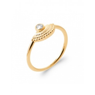Bague Coque de Nacre Plaqué Or 750 et Oxydes de zirconium 2978910