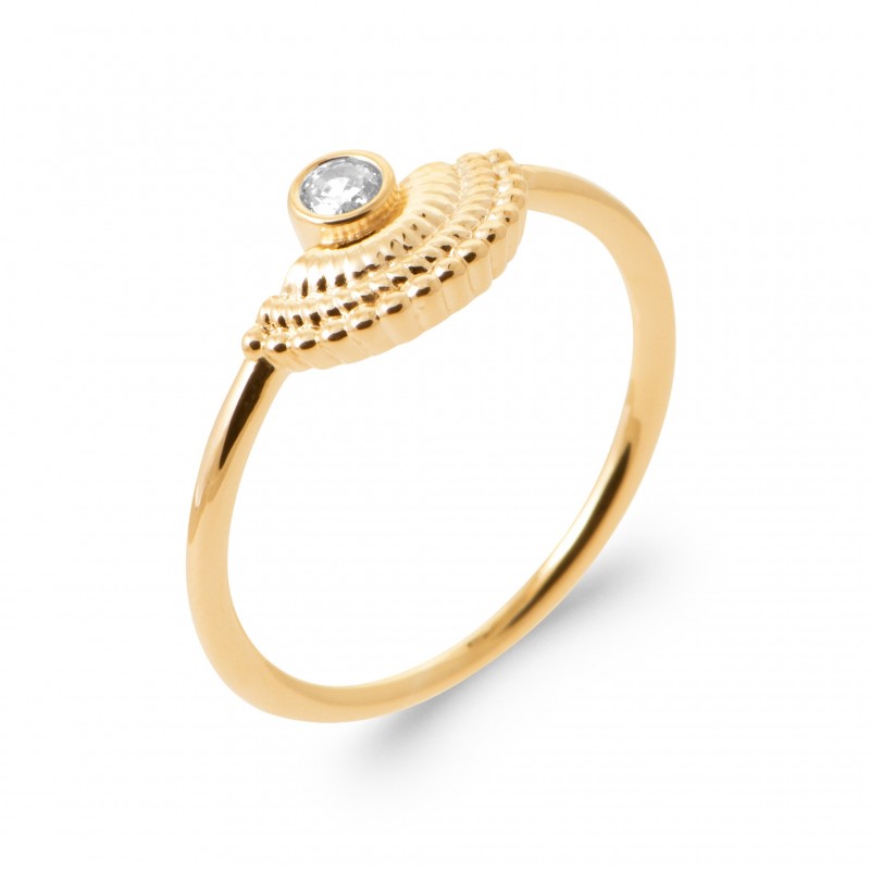 Bague Coque de Nacre Plaqué Or 750 et Oxydes de zirconium 2978910