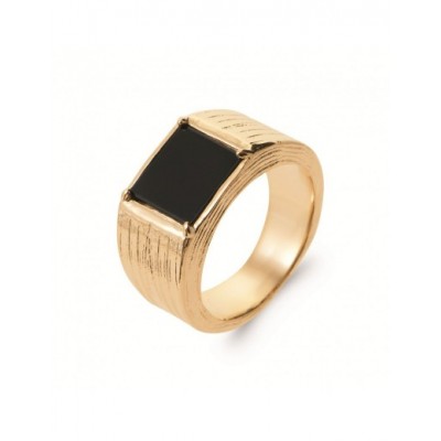 Bague Coque de Nacre Plaqué Or 750 et Agate noire 2977607