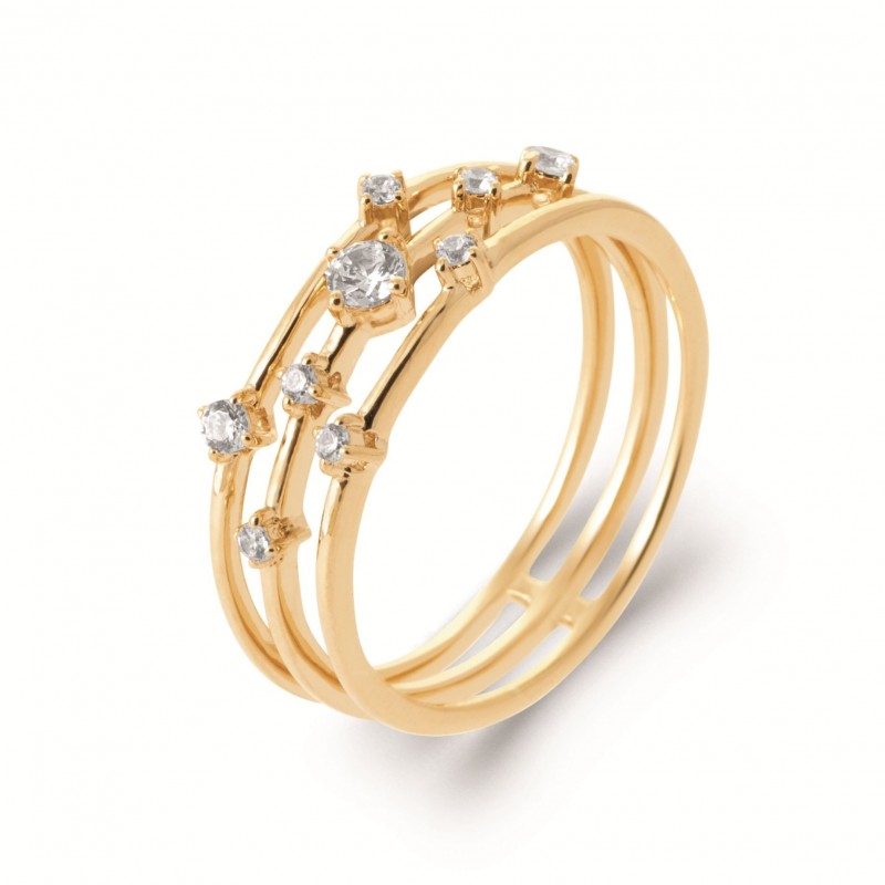 Bague Coque de Nacre Plaqué Or 750 et Oxydes de zirconium 2970210