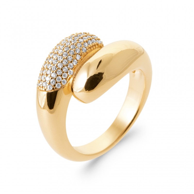 Bague Coque de Nacre Plaqué Or 750 et Oxydes de zirconium 2967410