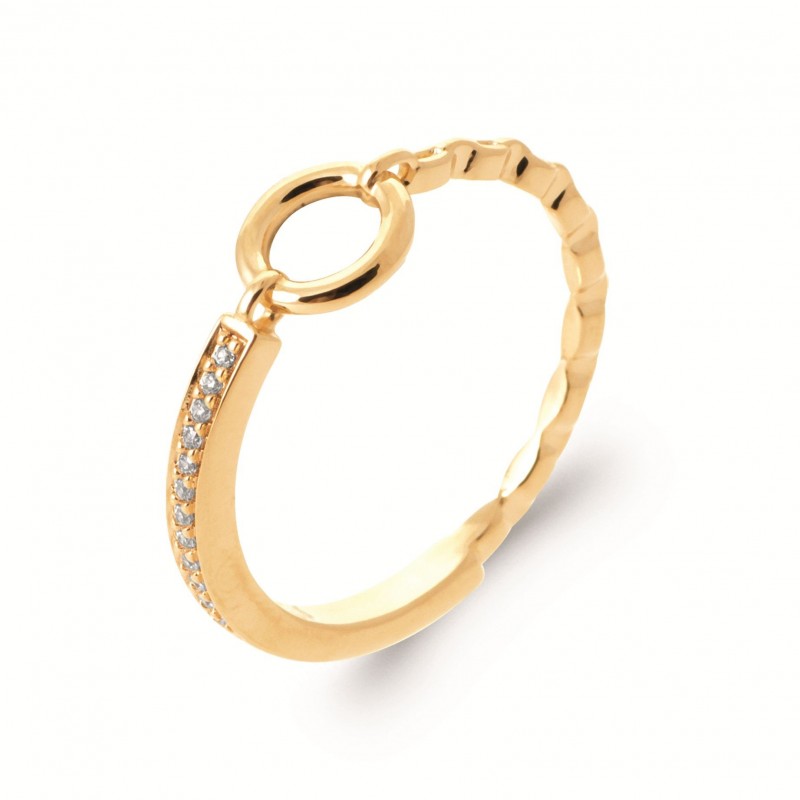 Bague Coque de Nacre Plaqué Or 750 et Oxydes de zirconium 2965110
